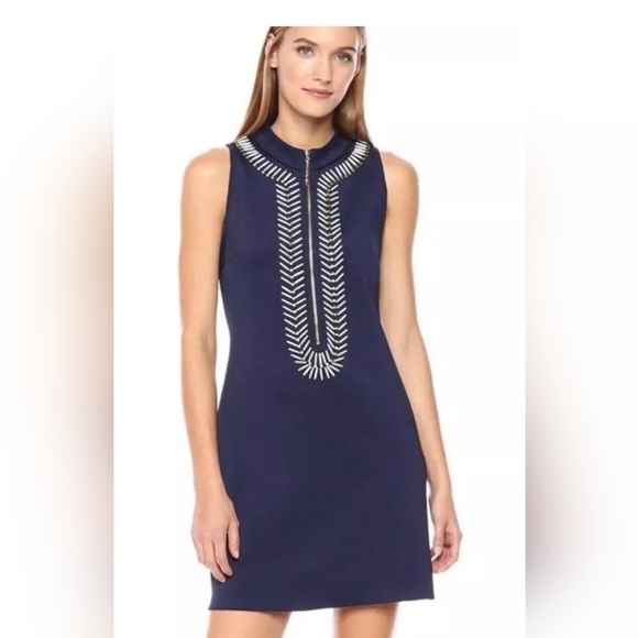 Lilly Pulitzer - Opal Shift Scuba Dress Size Small‎ beaded - Picture 1 of 5